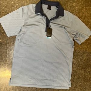 Dunning Golf Athletic Blues Striped Men’s Polo Shirt Size Medium Dri-Fit NWT